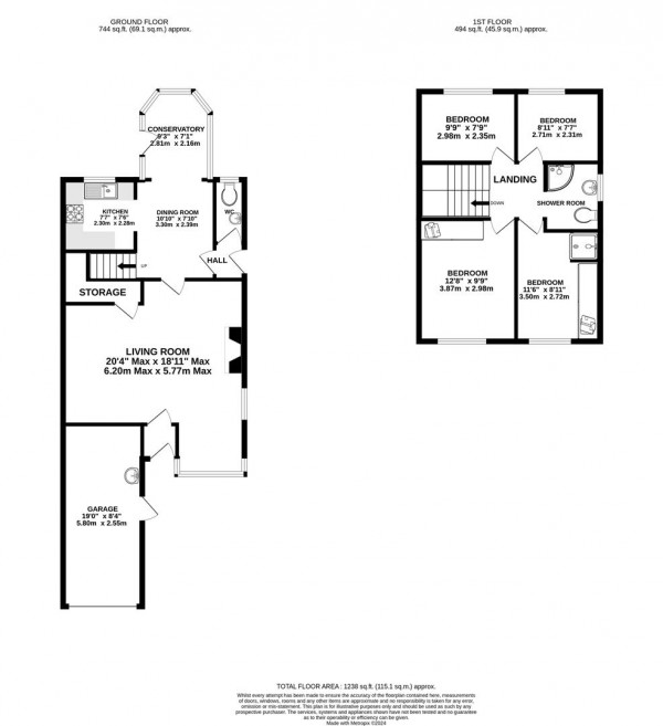 Floorplan for Pickton Close, Chesterfield