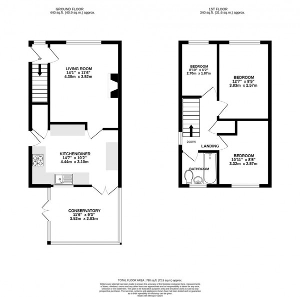 Floorplan for Meadow Hill Road, Hasland, Chesterfield