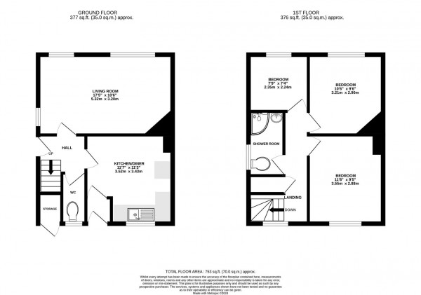 Floorplan for Sheffield Road, Unstone, Dronfield