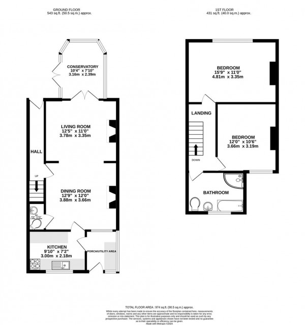 Floorplan for Storforth Lane Terrace, Hasland, Chesterfield