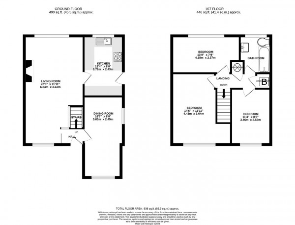 Floorplan for Oakley Avenue, Chesterfield