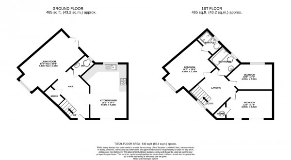 Floorplan for Southdown Close, Doe Lea, Chesterfield