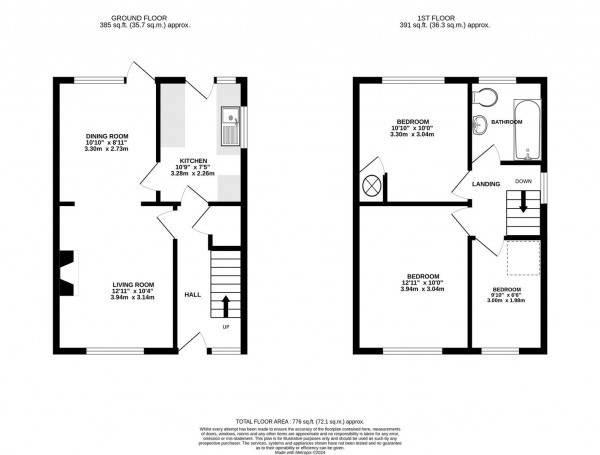 Floorplan for Oakley Avenue, Brockwell, Chesterfield