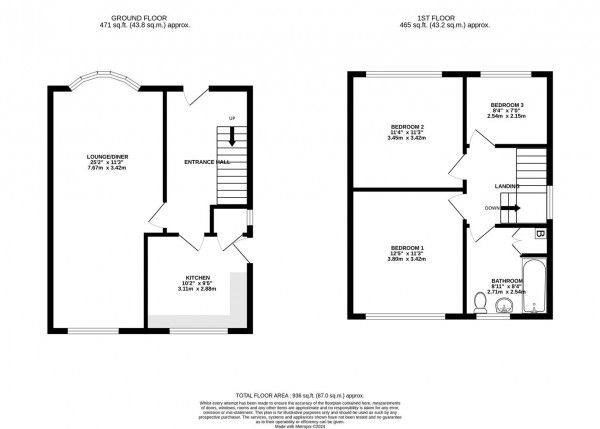 Floorplan for St. Philips Drive, Hasland, Chesterfield