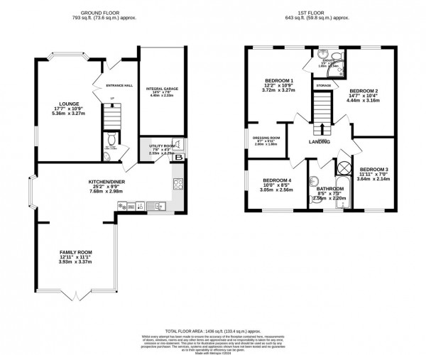 Floorplan for Staley Drive, Glapwell, Chesterfield