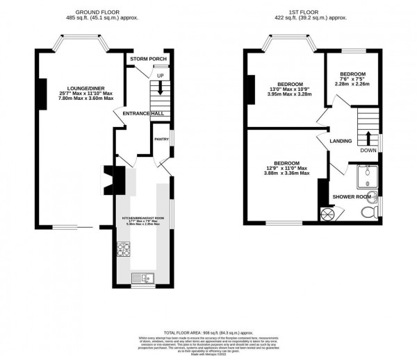 Floorplan for Mansfield Road, Glapwell, Chesterfield