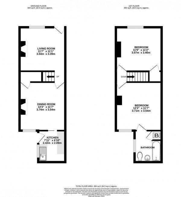 Floorplan for Queen Victoria Road, New Tupton, Chesterfield