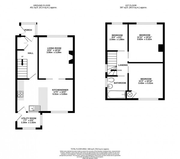 Floorplan for Hazel Drive, Walton, Chesterfield