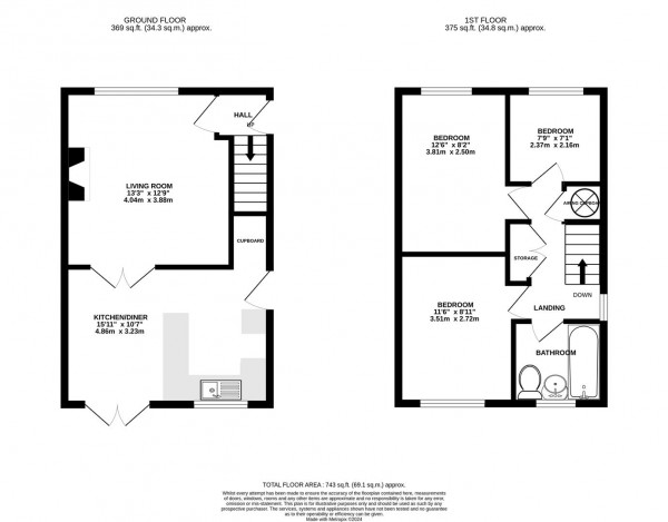 Floorplan for Deepdale Road, Bolsover, Chesterfield