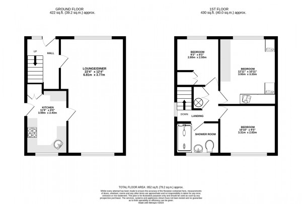 Floorplan for Gallery Lane, Holymoorside, Chesterfield