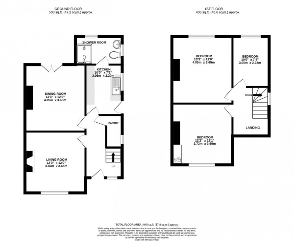 Floorplan for Vincent Crescent, Chesterfield