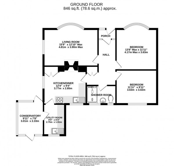 Floorplan for Windsor Drive, Wingerworth, Chesterfield