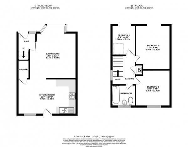 Floorplan for Creswick Close, Walton, Chesterfield