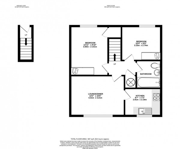 Floorplan for Worcester Close, Clay Cross, Chesterfield