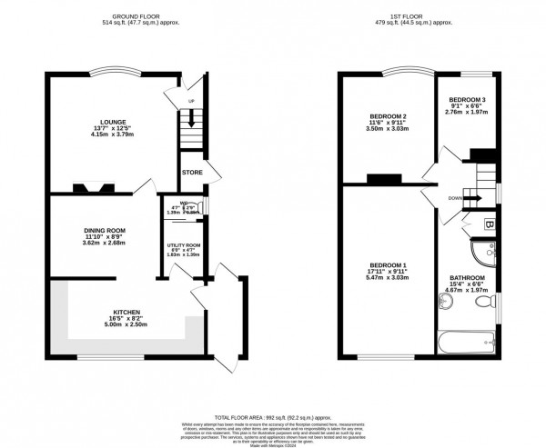 Floorplan for Brearley Avenue, New Whittington, Chesterfield