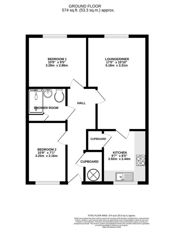 Floorplan for Stirling Court, off Nightingale Close, Chesterfield