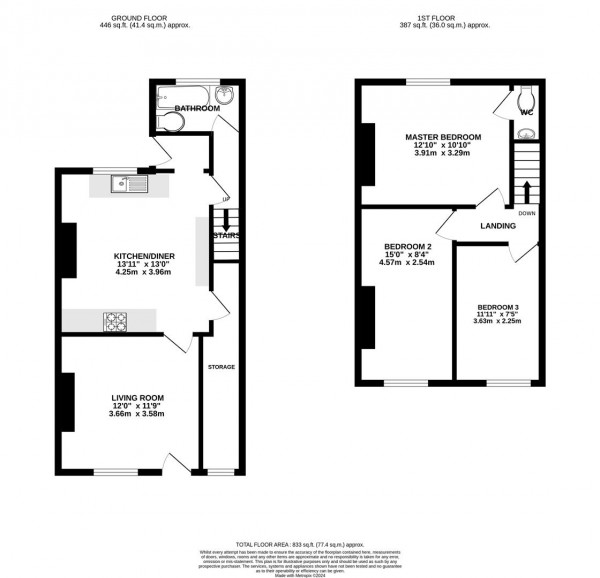 Floorplan for Devonshire Terrace, Holmewood, Chesterfield