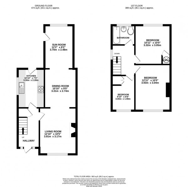 Floorplan for Brooke Drive, Brimington, Chesterfield