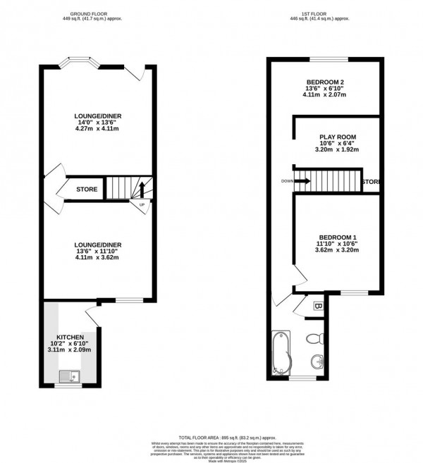 Floorplan for Prospect Road, Old Whittington, Chesterfield