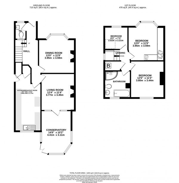 Floorplan for Ashgate Avenue, Ashgate, Chesterfield