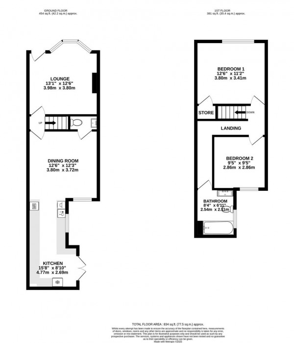 Floorplan for Kent Street, Hasland, Chesterfield