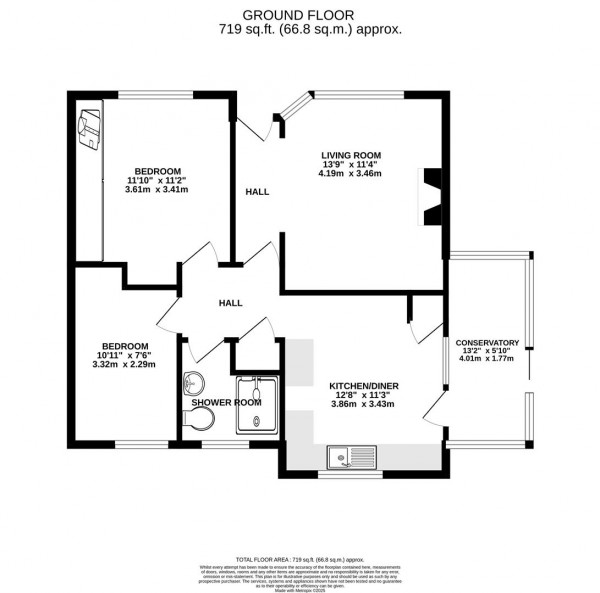 Floorplan for Ranmoor Close, Hasland, Chesterfield