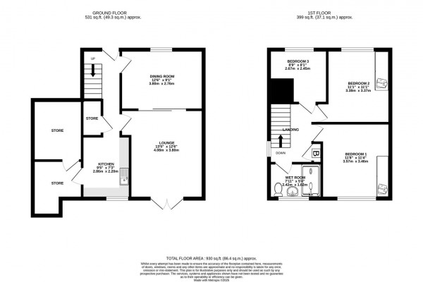 Floorplan for Middlecroft Road South, Staveley, Chesterfield