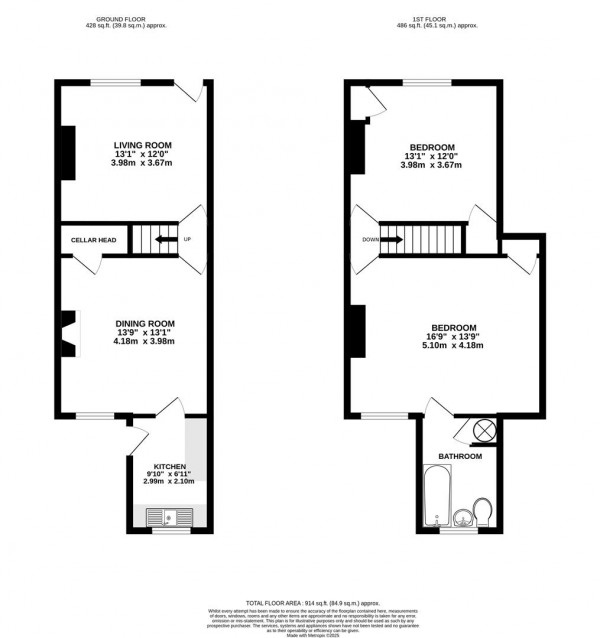 Floorplan for Lowgates, Staveley, Chesterfield